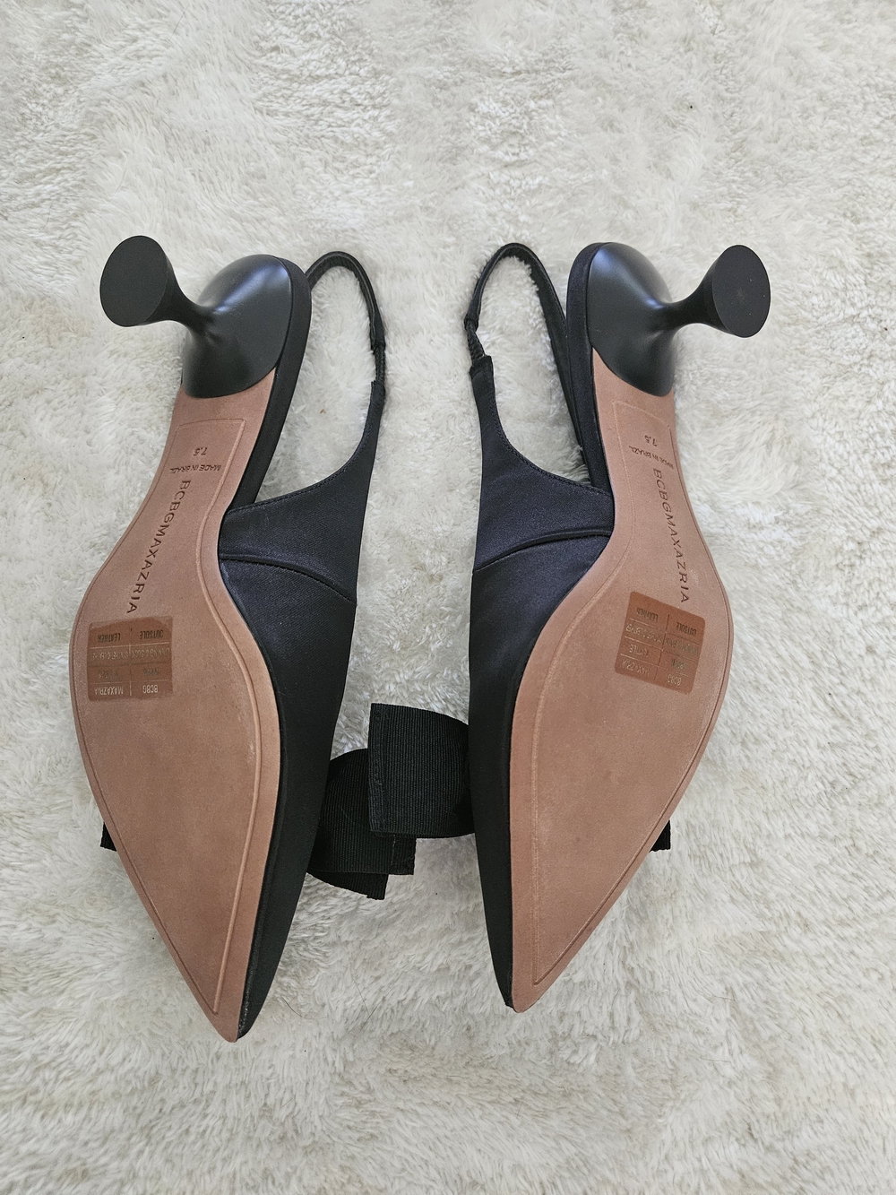 NWT BCBGMaxAzria Size 7.5 Black Crystal Bow Kitten Heel Pumps Preppy Coquette - Picture 10 of 12